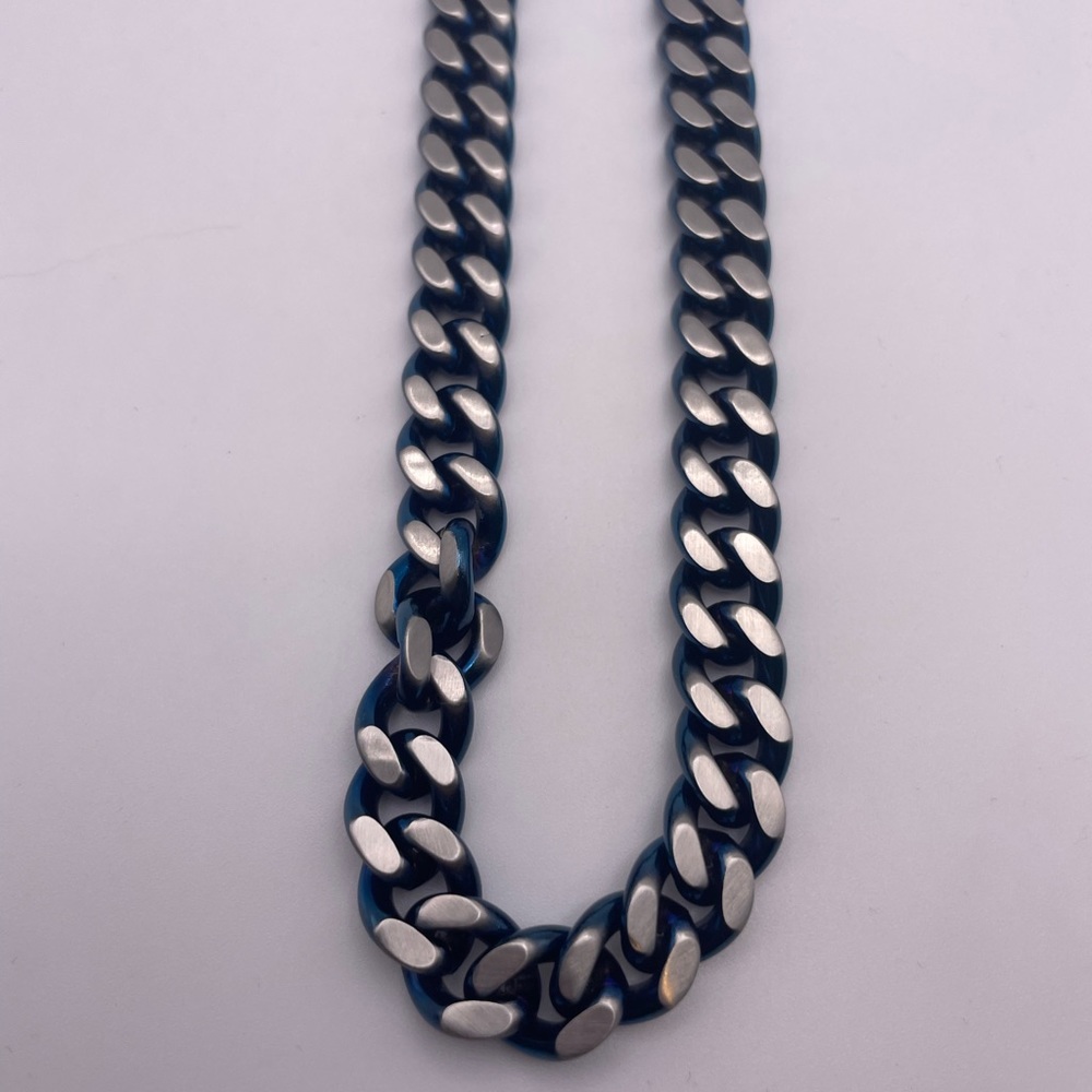 Grey to Blue heavy Stainless Cuban chain